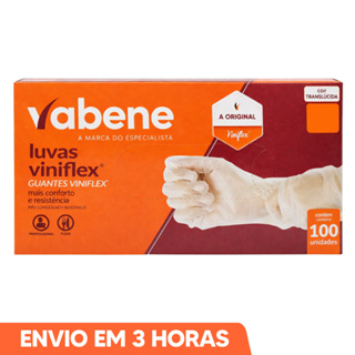 100un Luva Viniflex Transparente Sem Pó Descartável P M G GG Marca Vabene em Oferta na Shopee