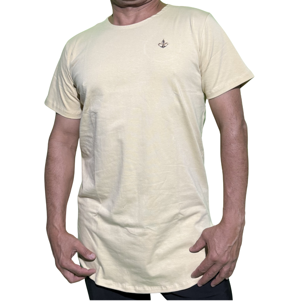 Camiseta Malha Peruana Longline Masculina Slim Fit  Básica Confortável