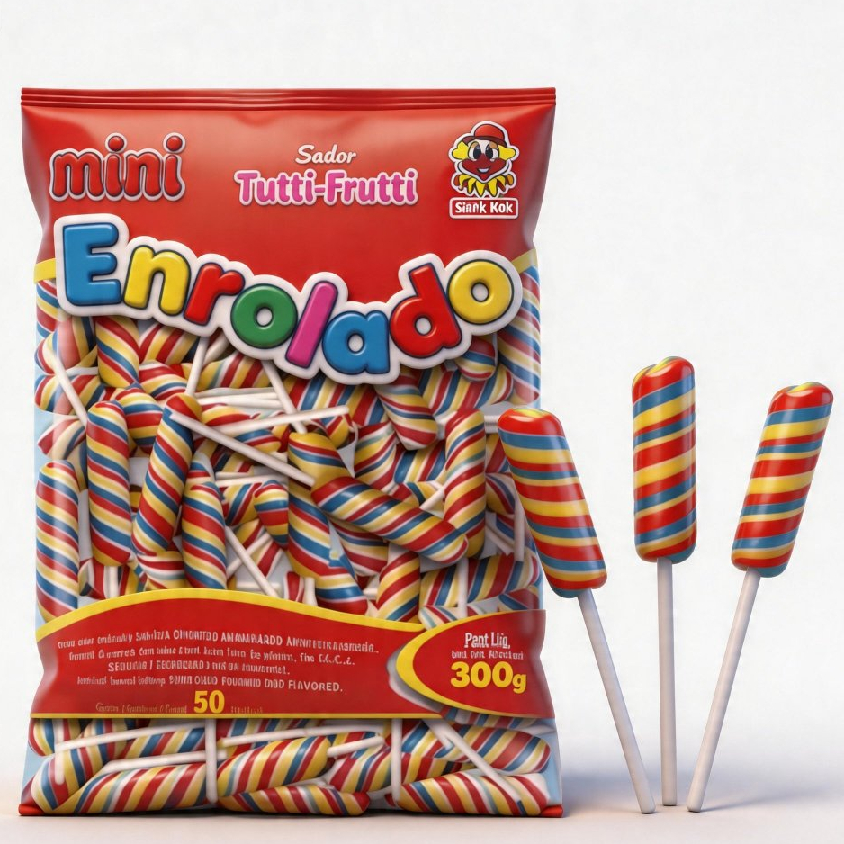 Pirulito Mini Enrolado Colorido Tutti Frutti Pacote 50un Santa Rita Festa