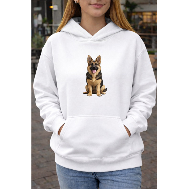 Blusa de frio Moletom Canguru Unissex estampa Cachorro Pastor Alemão