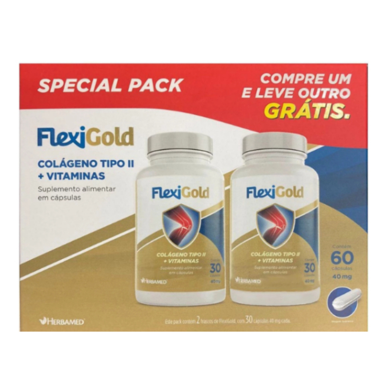 Flexigold Colágeno Tipo 2 - Kit 60 Cápsulas De Vitaminas Herbamed