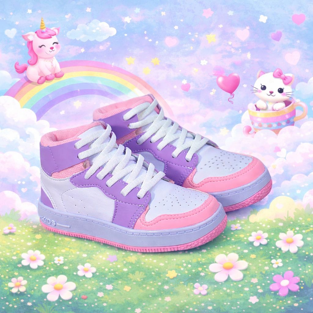 Tênis Infantil Feminino Casual Botinha Cano Alto Meninas Básico Escolar