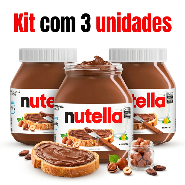 Kit 2 e 3 Nutella Creme de Avelã 650g Cacau