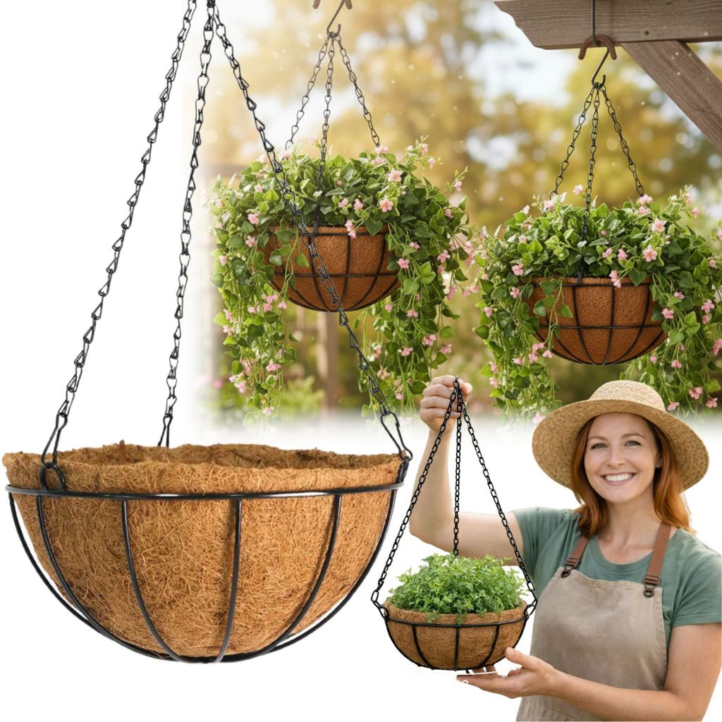Vaso Fibra De Coco Pendurar Com Corrente Pendente de Ferro Decoração Para Plantas E Flores