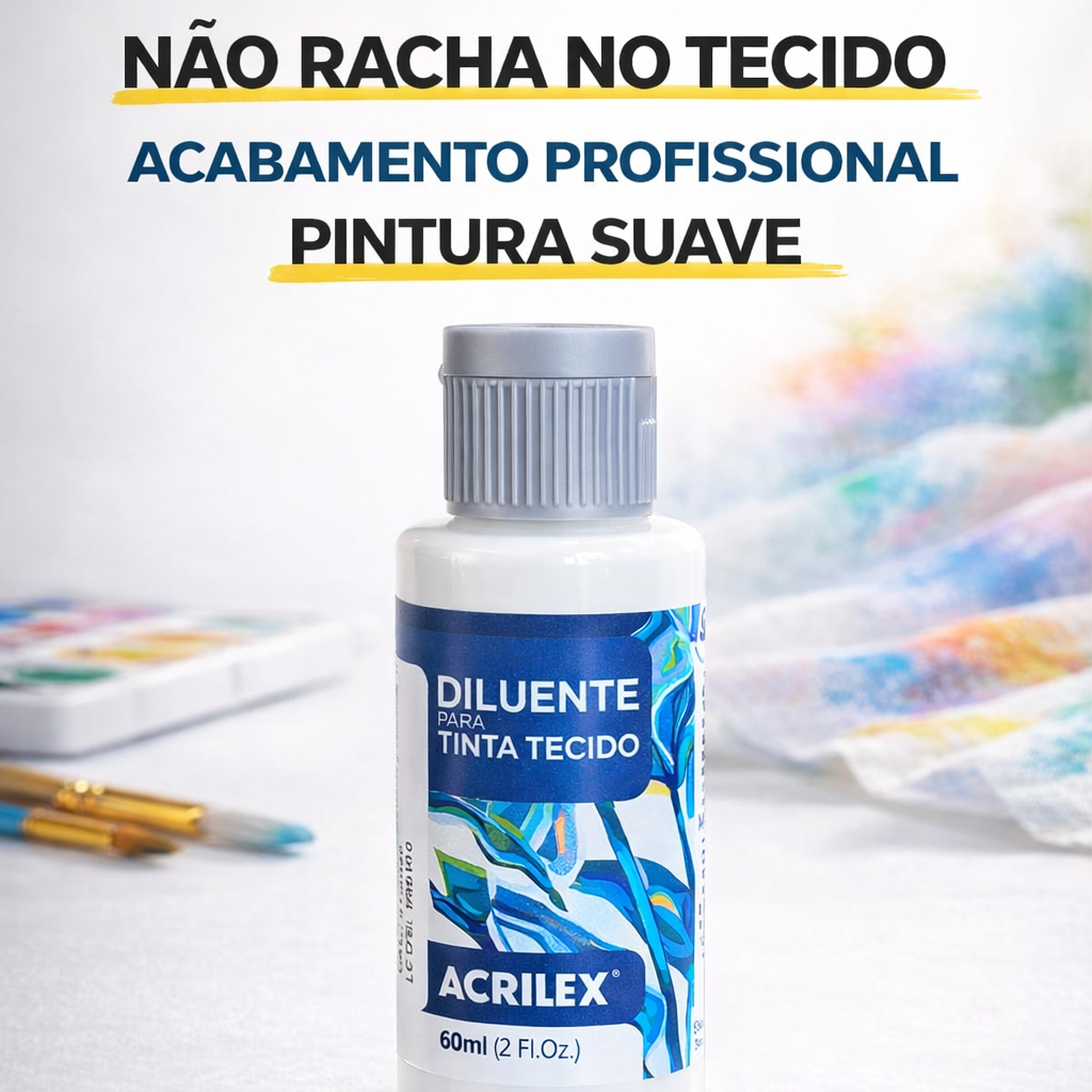 Diluente Para Tinta de Tecido Acrilex 60ml – Não Racha, Melhor Acabamento Profissional