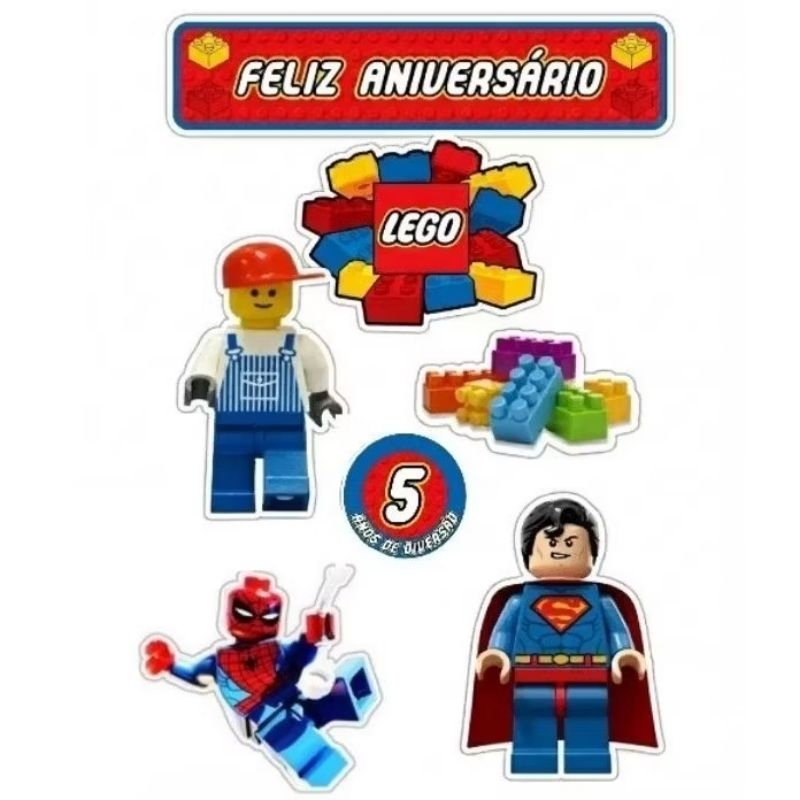 Topo Topper de Bolo Lego Jogos Games Jogo Game Personalizado Nome Idade 1