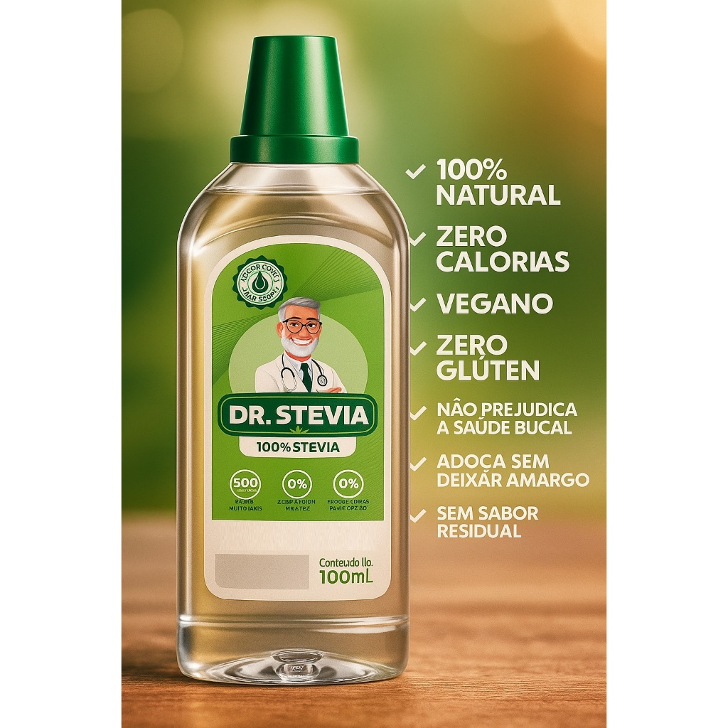 kit 3 Adoçante Dietético Stévia 100ml 100% Natural Não Amarga