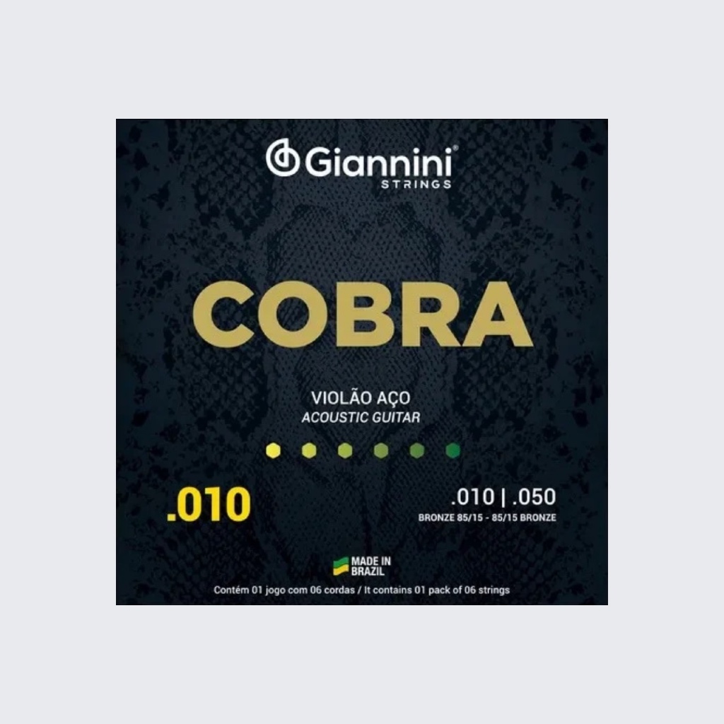 Encordoamento Giannini Cobra Violão Aço Inox Alta Durabilidade Som Brilhante Original