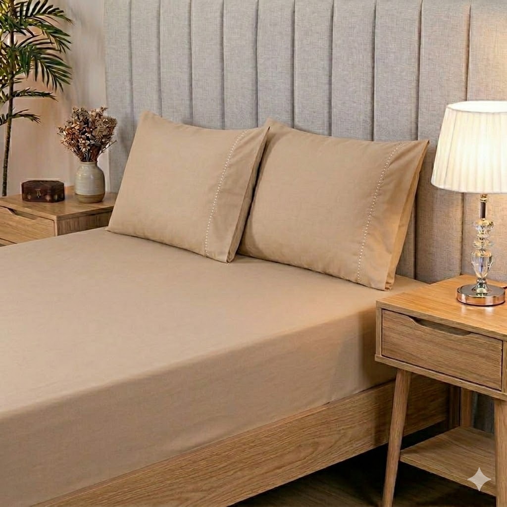 Kit Roupa de Cama Jogo de Lençol Casal Padrão 400 Fios Micropercal c/ Elástico e Fronha Ponto Palito Envio Imediato