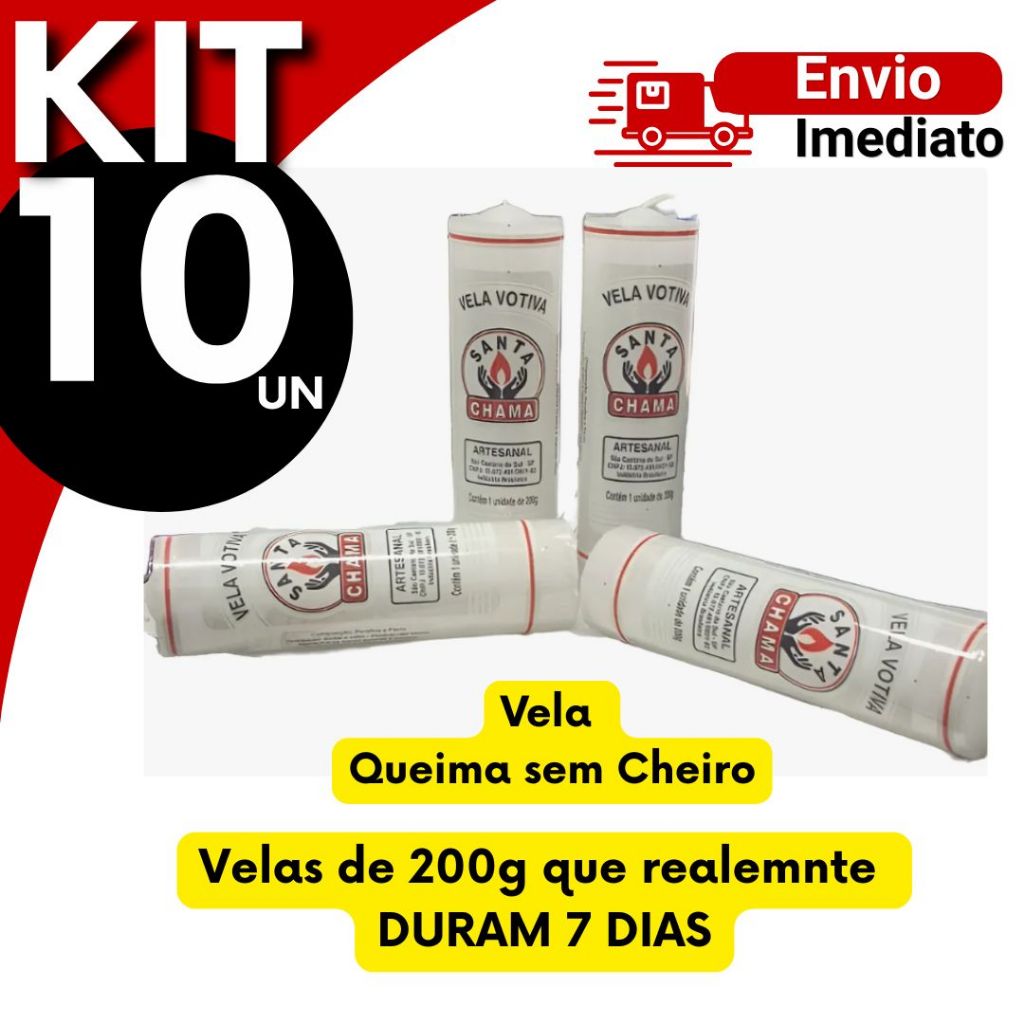Velas de 7 dias 200g kit com 10 - Zp7