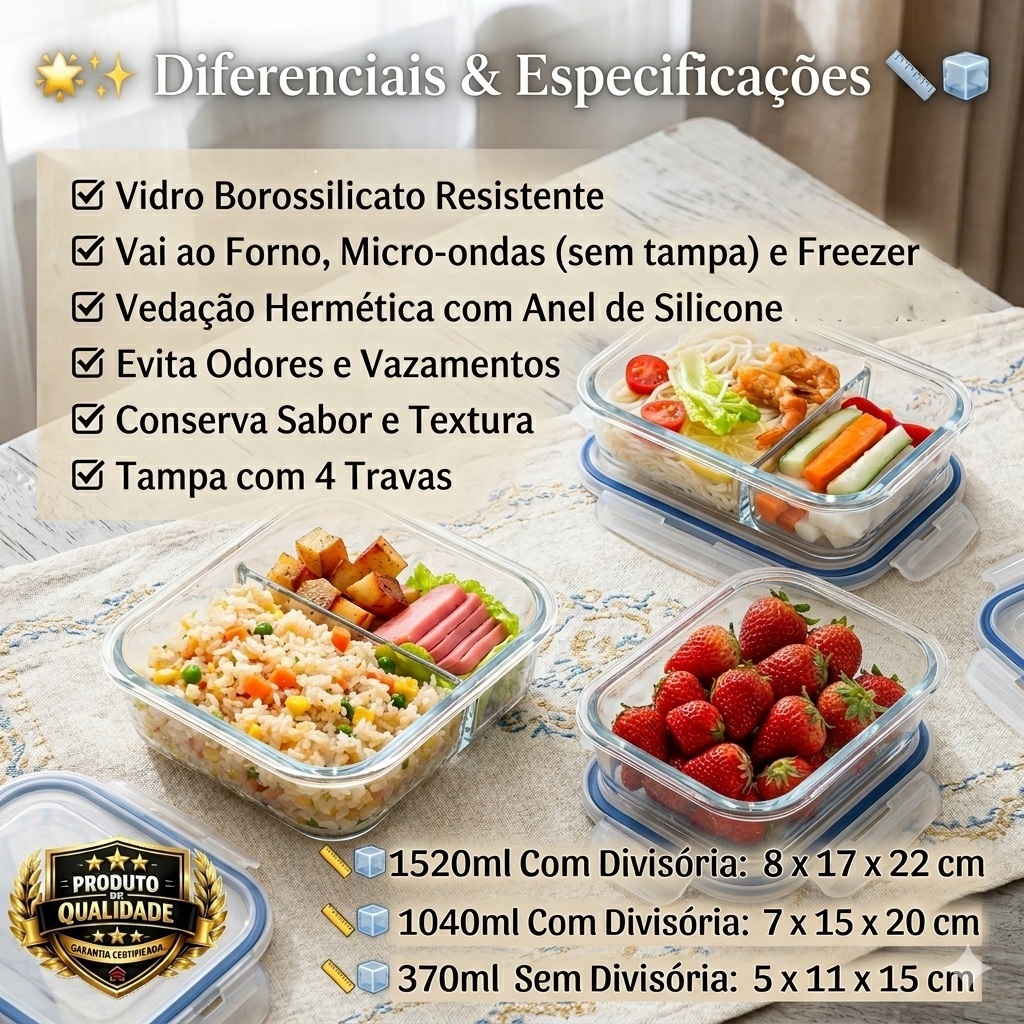 Pote Vidro Hermético Tampa Marmita Cozinha Mantimento Refeição Tampa Vedação Reutilizável Resistente