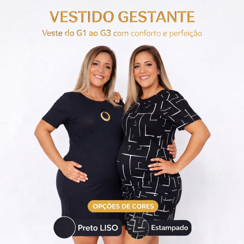 Vestido gestante casual confortável grávida GG EXG Plus Curve Curvy tamanhos grandes