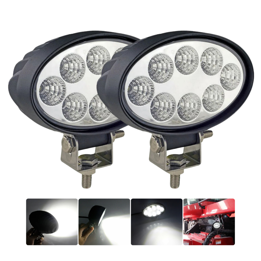 kit 2 Farol De Milha Led Oval 8 Led 24w Spot 6000K 12V 24V Auxiliar Off Road Potente