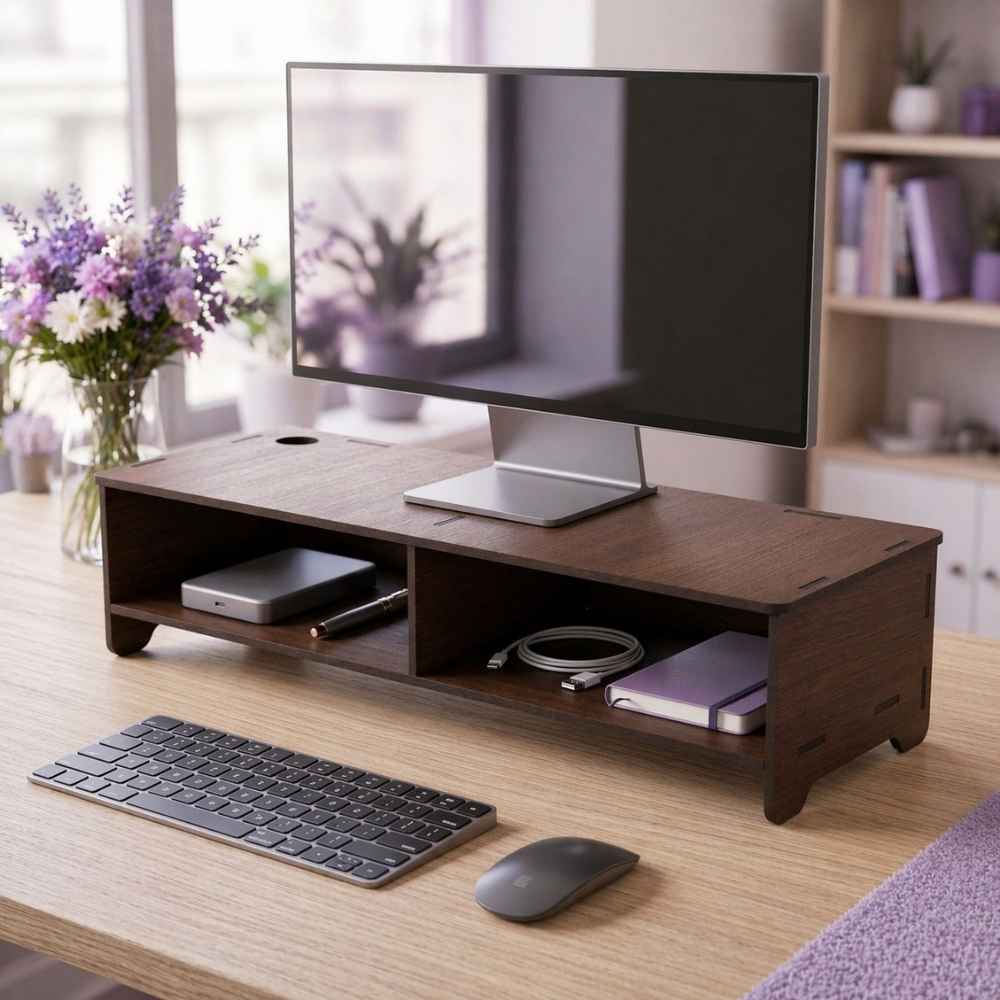 Suporte Ergonômico de Monitor Mesa em MDF: Melhore a Postura, Apoio Estável Design Clean