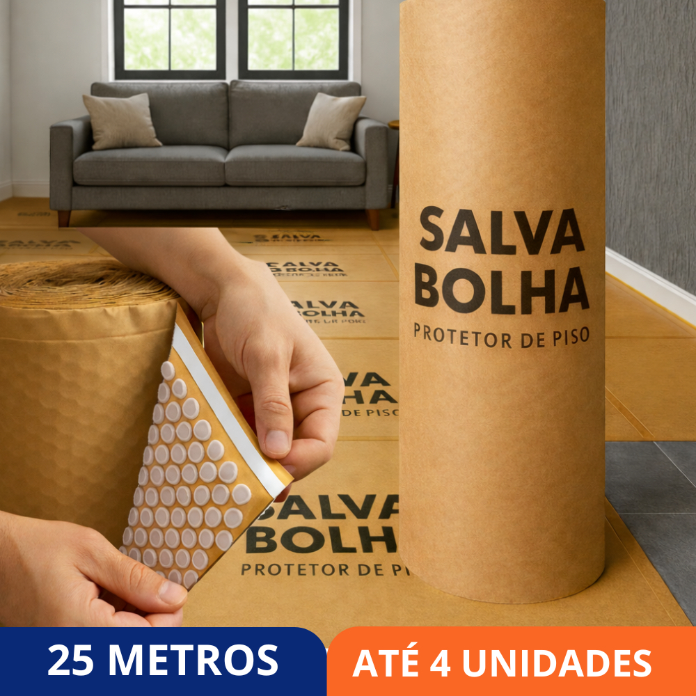 Salva Piso Protetor com Bolha Impermeável Porcelanato  1,00m x 25,00m - Bolha Protec