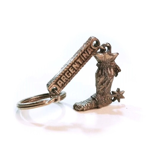 Chaveiro vintage colecionável Bota de garrão de potro com espora Argentina Gaúcho