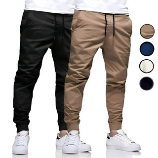Calça Jogger Masculina Sarja ou jeans 4 bolsos com punho elástico streetwear