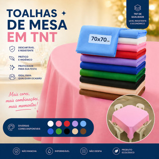 Kit Toalha De Mesa TNT 70x70 Para Festa  5, 10 Ou 20 Unidades