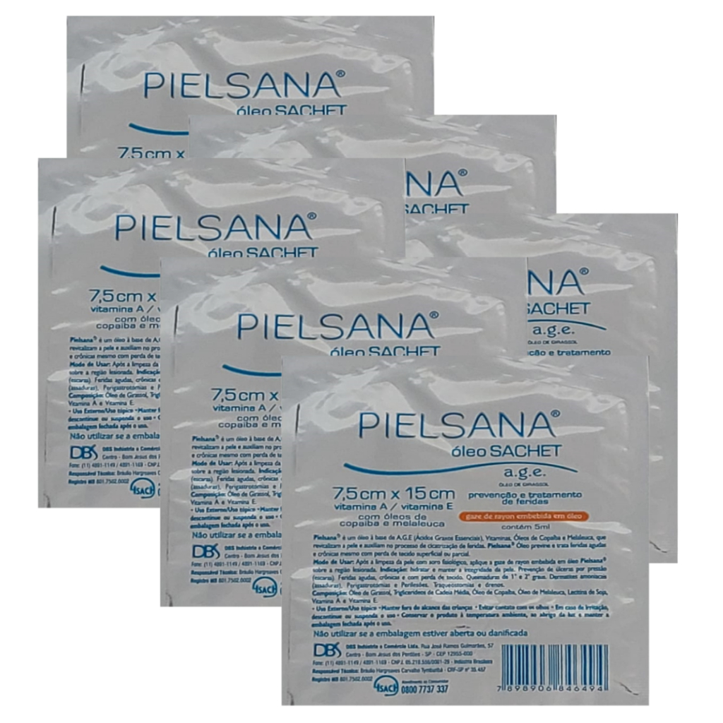 Curativo Pielsana Óleo Sachet Gaze De Rayon c/ Óleos de Copaíba e Melaleuca (7,5x15) - 6 Unidades