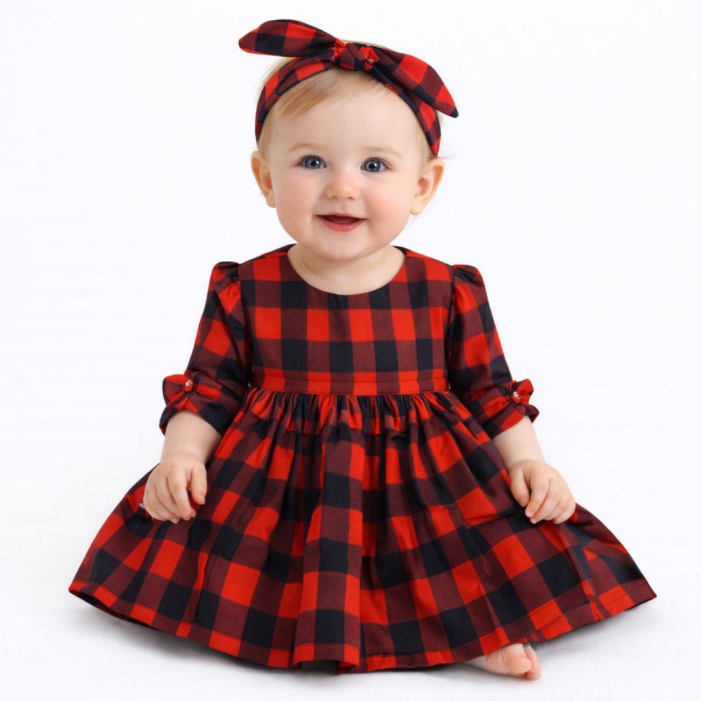 Vestido Infantil Xadrez Junino Com Tiara Bebê Menina Festa Junina Roupas Infantil