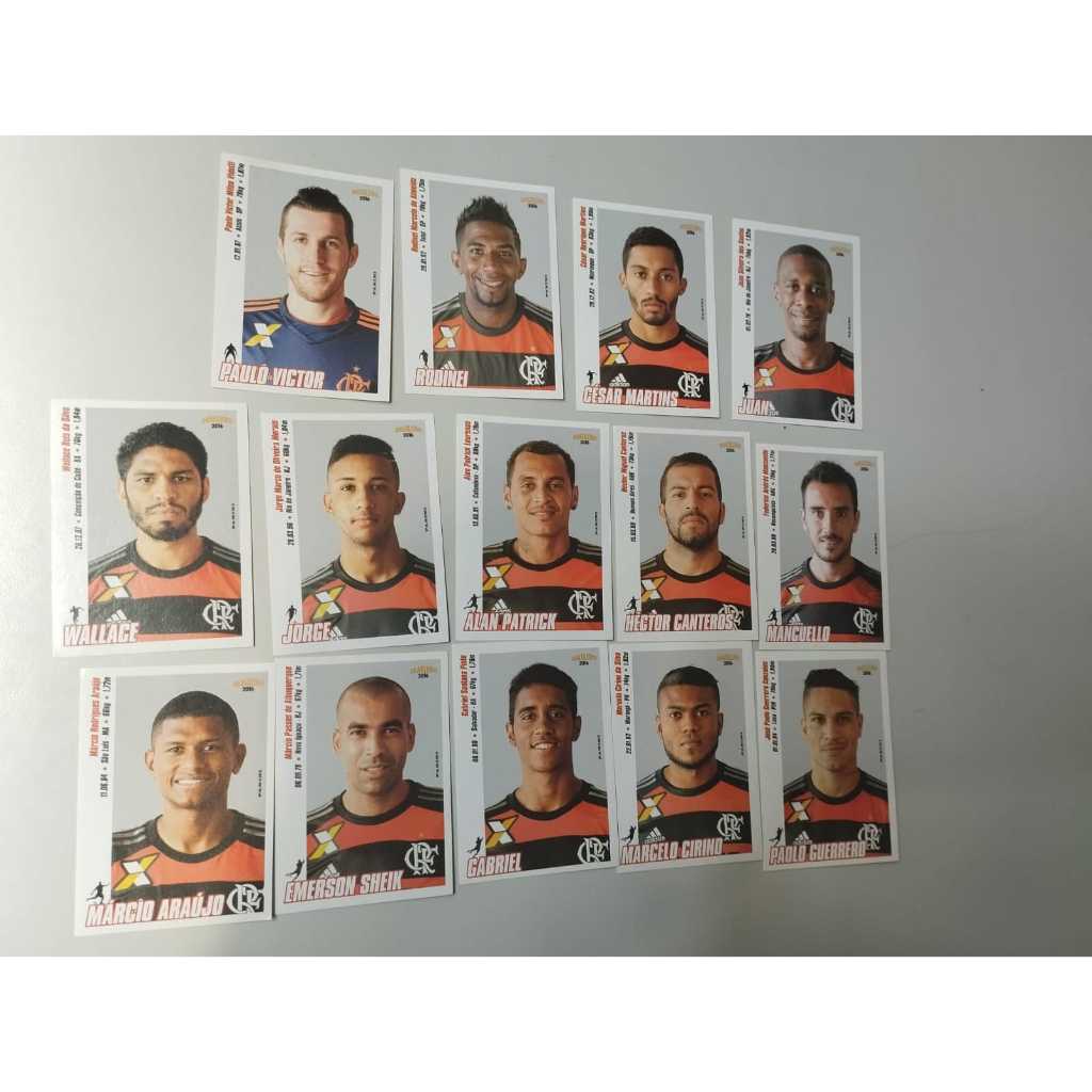 PANINI LOTE 14 FIGURINHAS  JOGADORES FLAMENGO DO CAMPEONATO BRASILEIRO DE 2016 COLECIONISMO