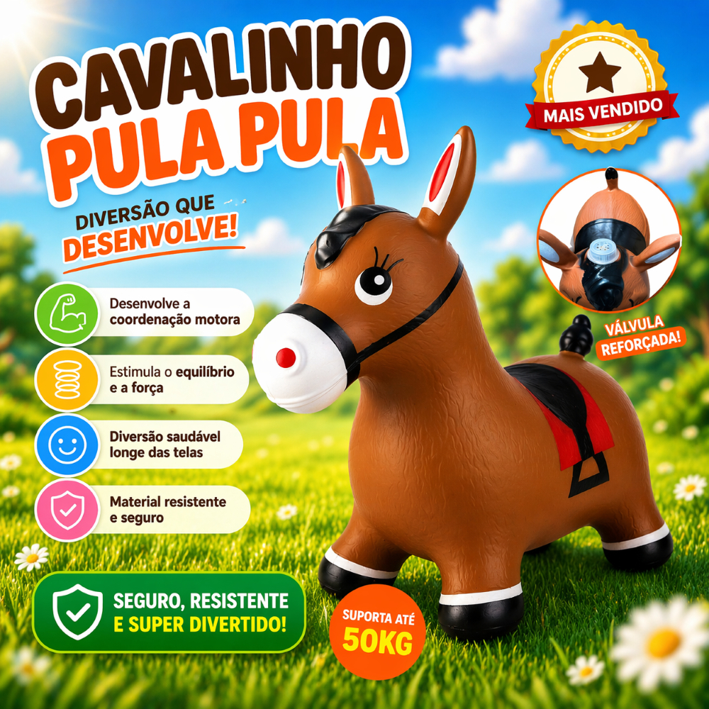 Cavalinho Upa Upa Musical Infantil Inflável Pula Pula Pocotó Com Luz e Som Brinquedo Bebê