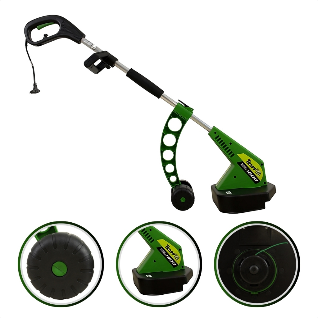 Cortador Grama Aparador Elétrico Portátil Turbo Master 1800 Trapp Roçadeira Bipartida Fio Nylon Mato