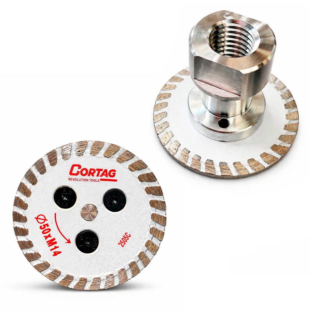Mini Disco Diamantado Turbo Com Rosca Adaptador M14 50mm 62979 CORTAG Para Esmerilhadeira