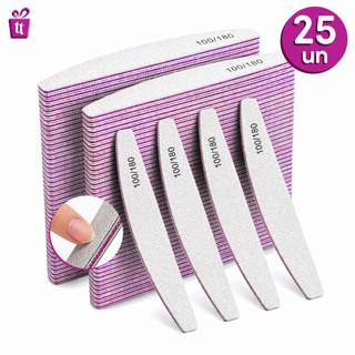 Kit de Lixas 25/20/10 ou 05 Unha Bumerangue 100/180 Unhas Acrigel Gel Porcelana Boomerang