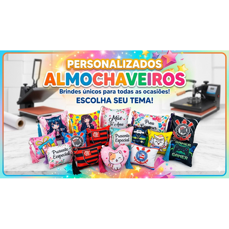 chaveiro almofada lembrancinha Kit Almochaveiro Personalizado Lembrancinha de Aniversário, Batizado e Casamento