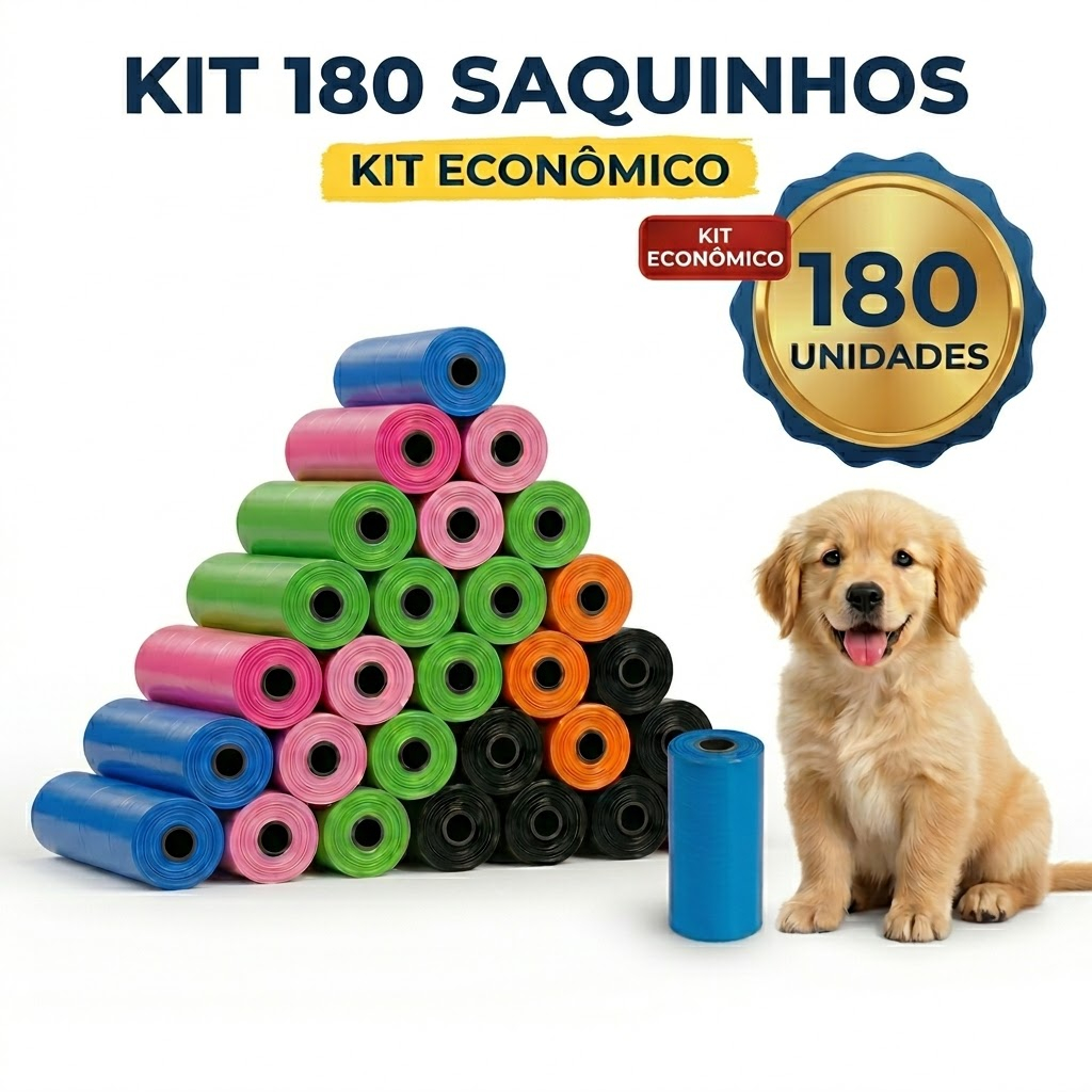 Refil Cata Caca Pet Saco Higiênico 12 unidades (180 saquinhos)