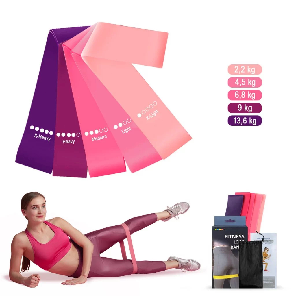 Kit 5 Fita Elastica Funcional Ginastica Em Casa Fisioterapia Fit Mini Band Exercício