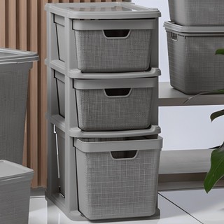 Gaveteiro Organizador de Chão  de Plástico com 3 Gavetas 15 litros Moderno com Textura Ju…