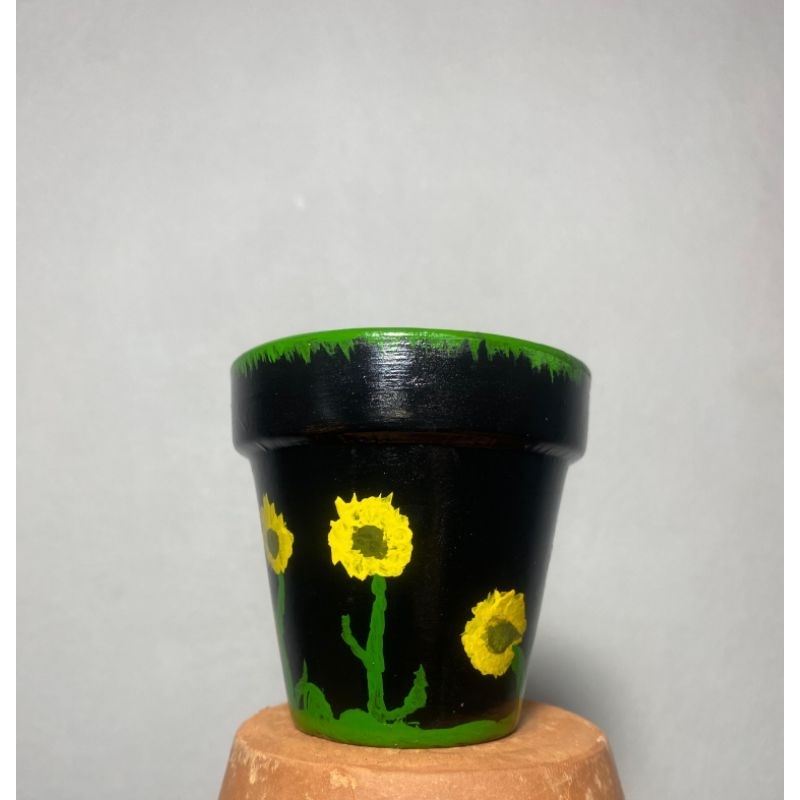 VASO CACHEPOT DE BARRO PARA SUCULENTAS DECORADO