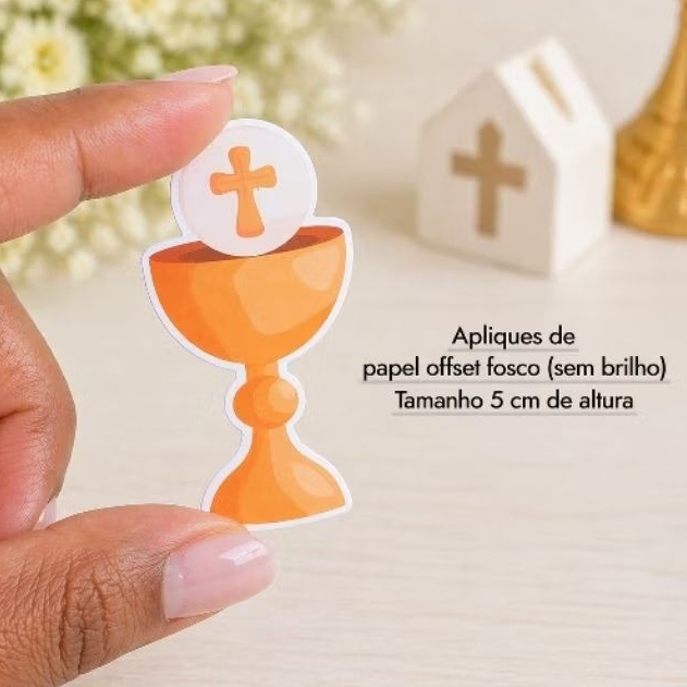 Apliques de Papel 5cm para Lembrancinhas Primeira Comunhão Eucaristia Batizado
