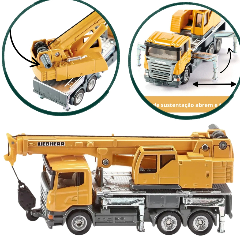 Miniatura Caminhão Guindaste Telescópico Liebherr Siku 1/87 Original Metal Diecast Obra Escala 1:87 Colecionáve