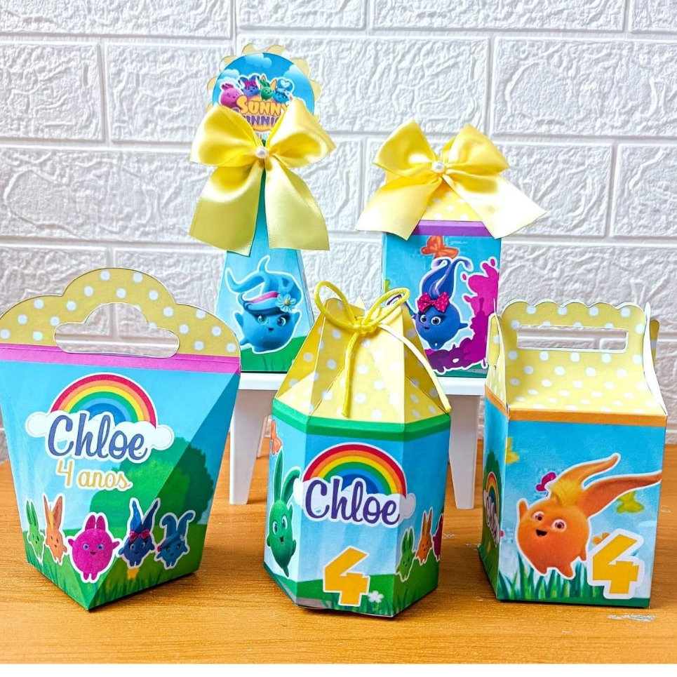 Kit Personalizado Sunny Bunnies (Pegue e monte) Lembrancinhas Caixinhas  Festa Infantil  Aniversário -