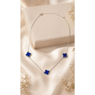 Colar Feminino Trevo Azul Delicado Elegante Minimalista Corrente Fina Luxo Tendência 2026   colar feminino colar trevo c