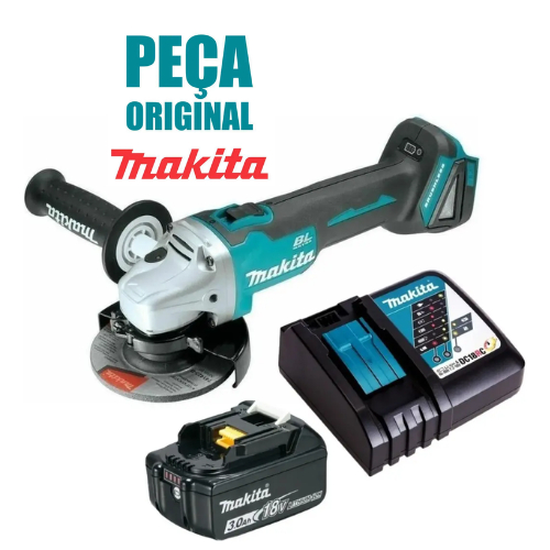 Esmerilhadeira Angular a Bateria Brushless 18V 3.0Ah DGA504 125mm 5" com Bateria e Carregador Makita