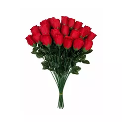 24 Botões de Rosas Vermelhas Buquê Artificial Decoração