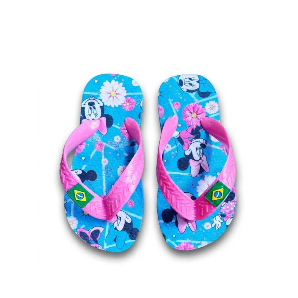 Chinelo Infantil Feminino Ratinha Com Laço Rosa Estrela Luar