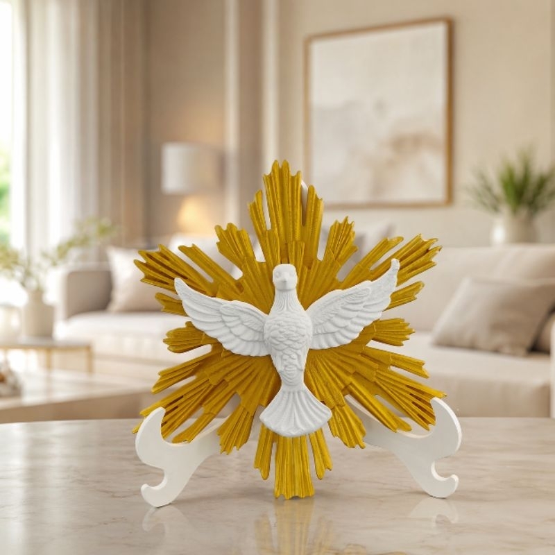 Divino Espírito Santo Decorativo com Suporte para mesa Peça Religiosa - Decoração Católica, Proteção.