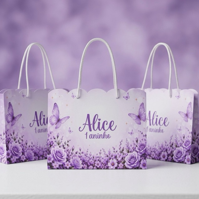 ENVIO RÁPIDO - Sacolinha Personalizada Jardim das Borboletas / Jardim Encantado - 20x15,5x7 - PEGUE E MONTE