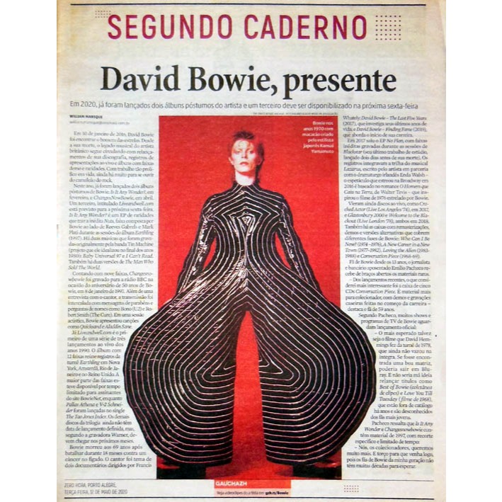 David Bowie - Lote 10 Páginas Material Jornal e Revista - 2012 a 2024
