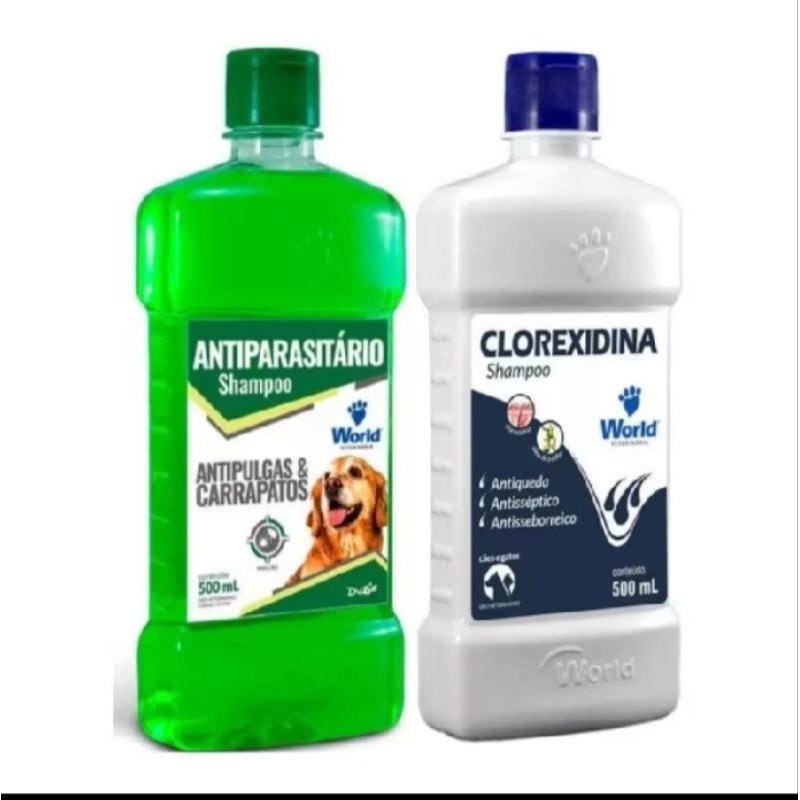 Shampoo Antiparasitário Clorexidina 500mL - Antisséptico, Fungicida e Hidratação