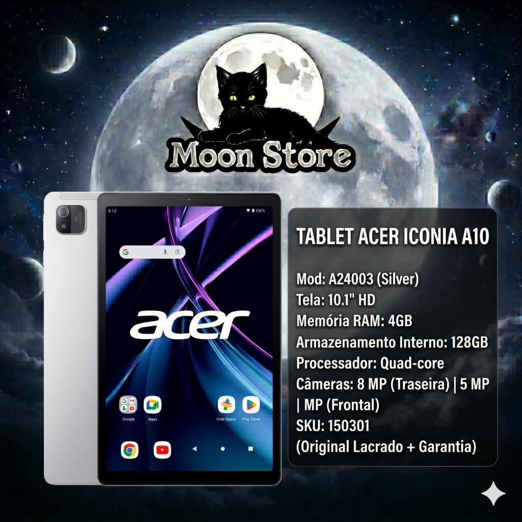 Tablet Acer Iconia A10 A24003 4GB+128G 10.1 HD Cinza 150301