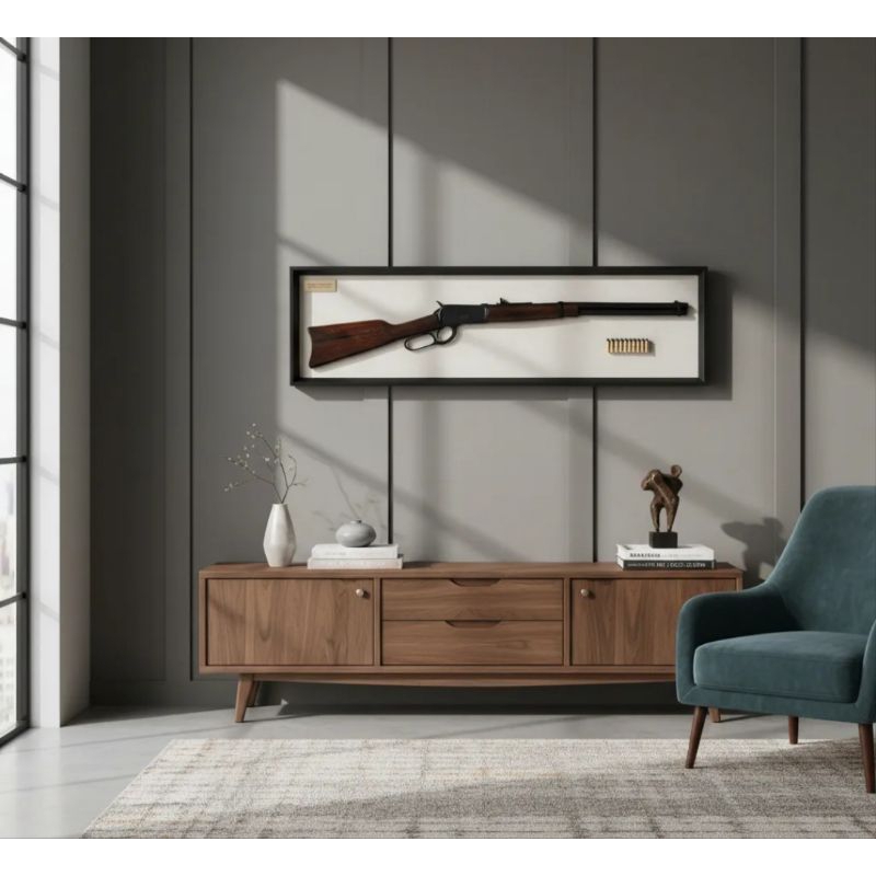 Quadro Decorativo Modelo Carabina Winchester PRETA