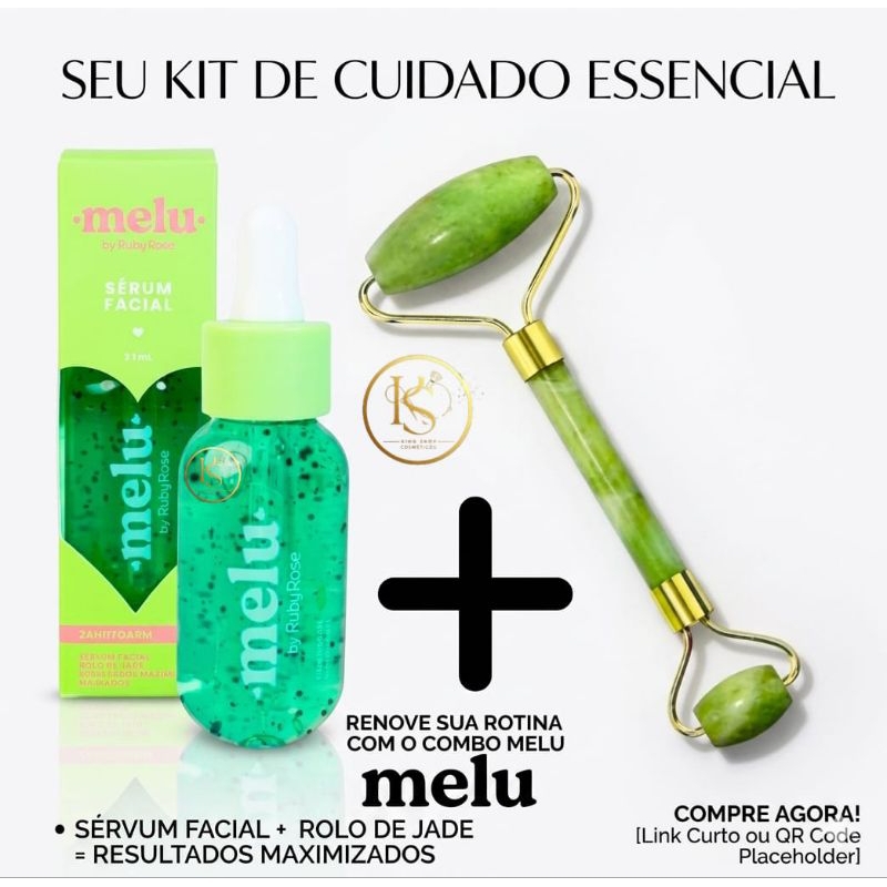 Kit Serum Facial Melu  + Rolo Massageador Pedra de Jade - ESCOLHA O SEU..