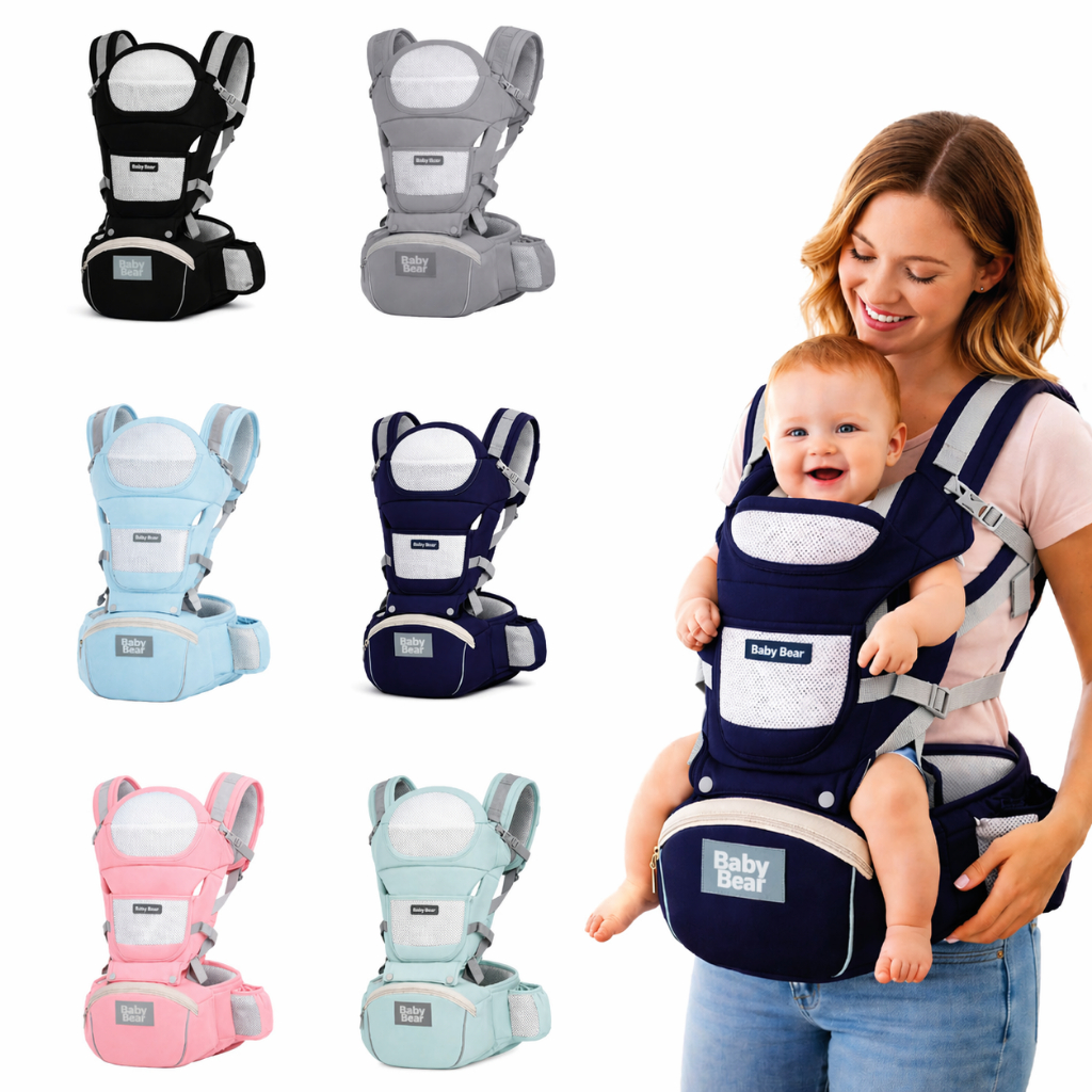 Bolsa Canguru Ergonômico Bebê Mãe  3 em 1 Bolsos Frontais e Laterais  Proteção e Segurança