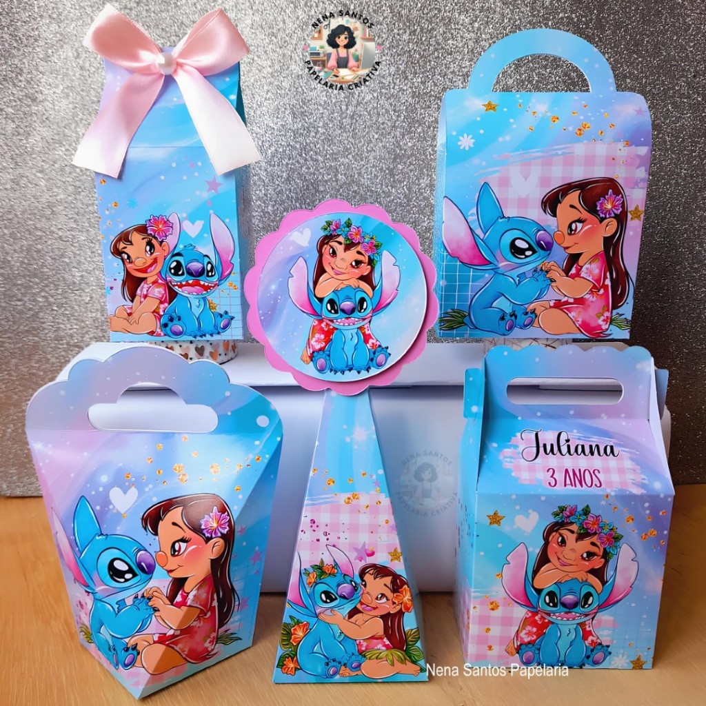 Kit Caixinhas Lilo Stitch Angel Personalizado(PEGUE E MONTE)Lembrancinhas Personalizadas Lilo e Stitch